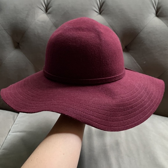 Floppy Wide Brimmed Burgundy Red Wine Felt Hat - Picture 4 of 4